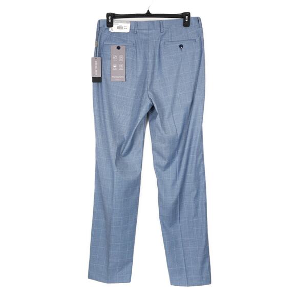 Michael Kors Classic-Fit Stretch Dress Pants Light Blue Windowpane 38x32 NWT - Picture 3 of 6